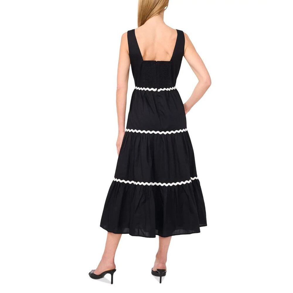 NEW CeCe Women's Cotton Square-Neck Midi Dress BLACK SIZE S/100%AUTHENTIC - Picture 3 of 3